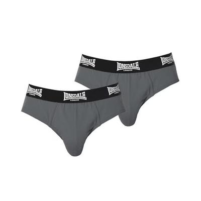 Lonsdale Men's Gray Briefs 2 Pack, Size L