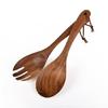Heatproof Wooden Spoon And Fork Pair Nonslip Grip Utensils Cutlery Collection For Healthy Meal Preparation