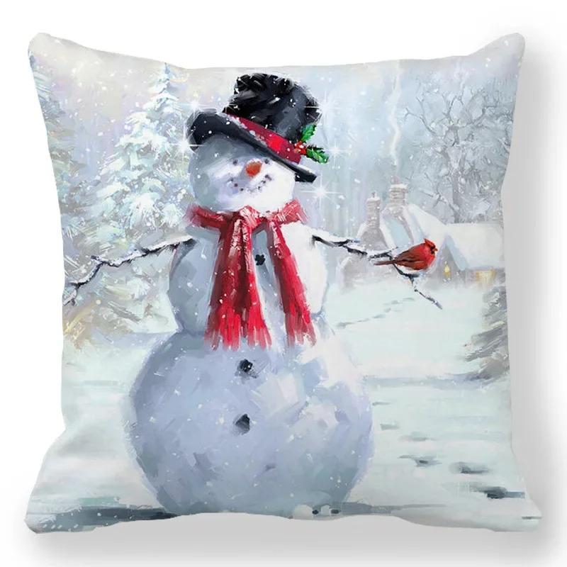 1 piece of Christmas Day party decoration pillowcase Winter Snowman animal print cushion suite room home decoration gift