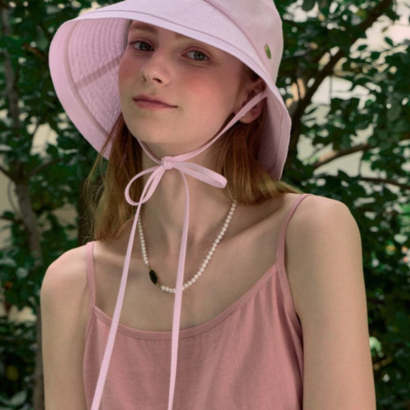 

Панама из ткани в рубчик с лентой NONLOCAL - Розовая Pink_FREE