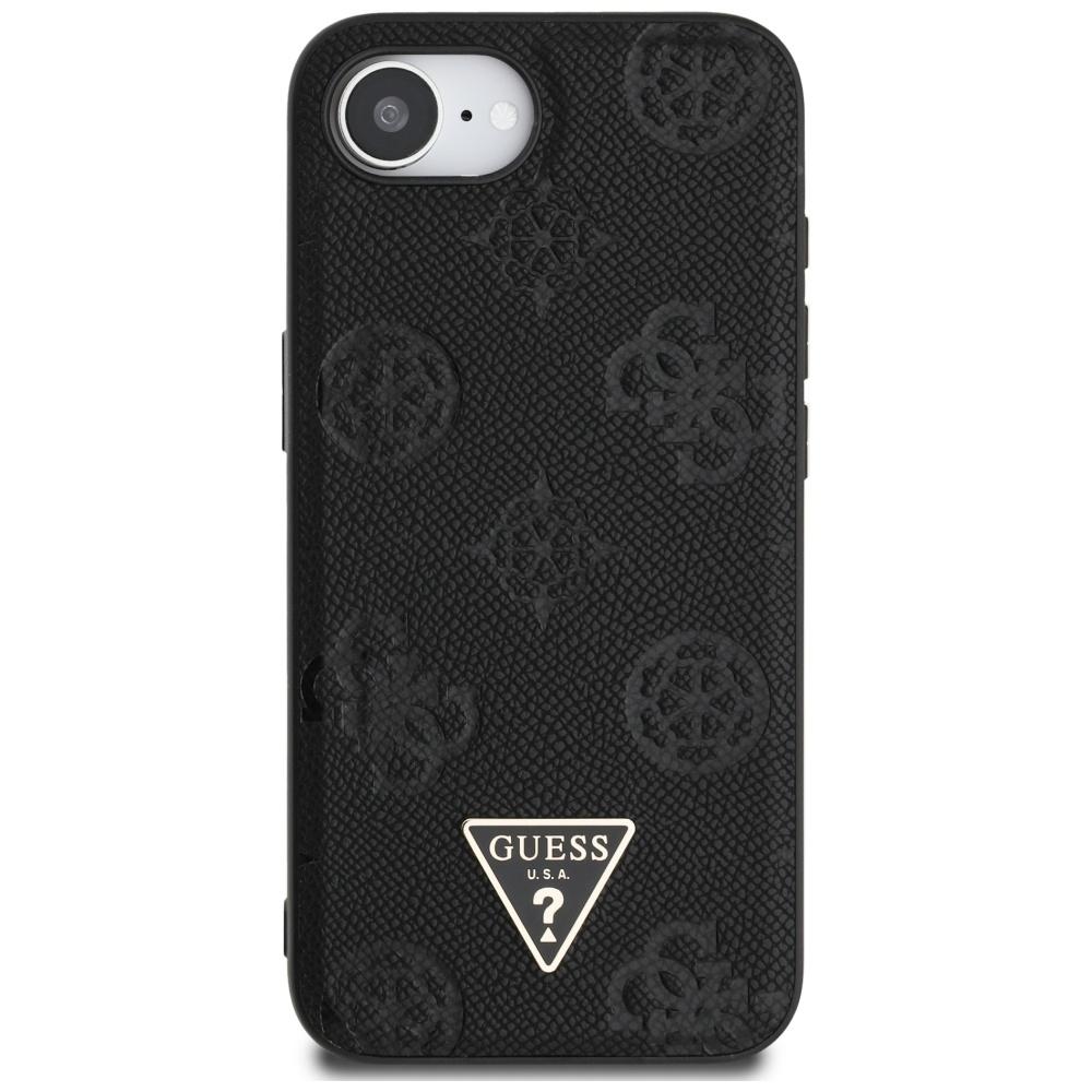 Etui Guess Grained Hot Stamp Peony       Triangle Logo Magsafe Do Iphone 16E Czarny