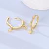 Original 925 Sterling Silver Gold Sun Star Moon Pendant Zircon Hoop Earrings For Women Wedding Party Jewelry Gift