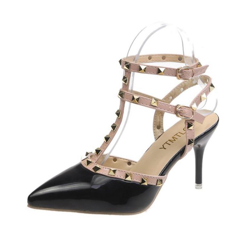 Women's Fashion Sexy 2025 New Buckle Rivet Decorated Pointed High Heels Dress Dating Wedding Banquet Party Stiletto High Heels
