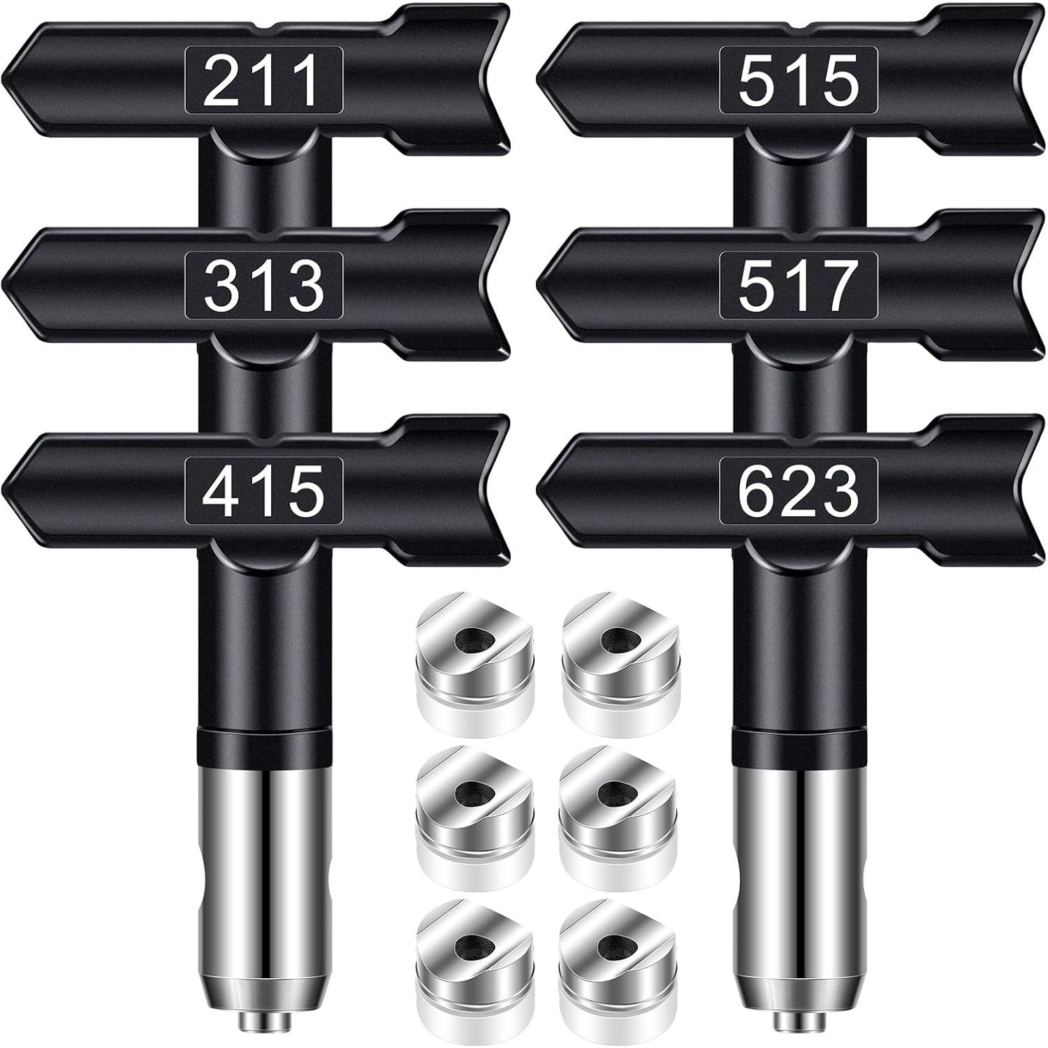 

Spray Tips, 6Pcs Airless Paint Sprayer Tips Reversible Spray Tips for Airless Paint Sprayer Machine Spray Paint Nozzles for Airless Paint Spray Guns чорний