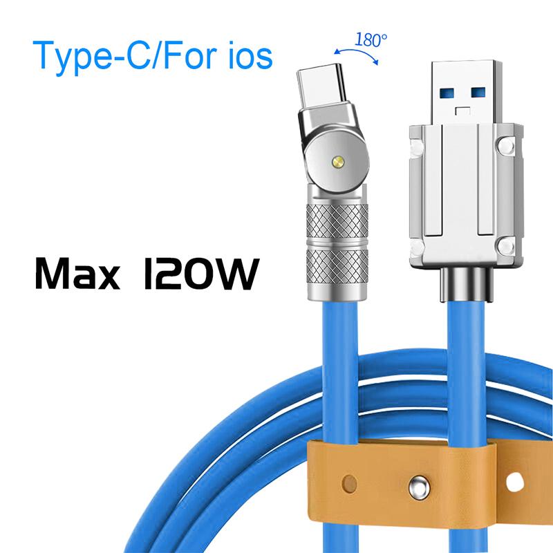 120W 6A Super Fast Charging USB To iOS Liquid Silicone Cable For Apple iPhone 14/13/12/11 Pro Max/XS/XR iPad Data Line USB Cable