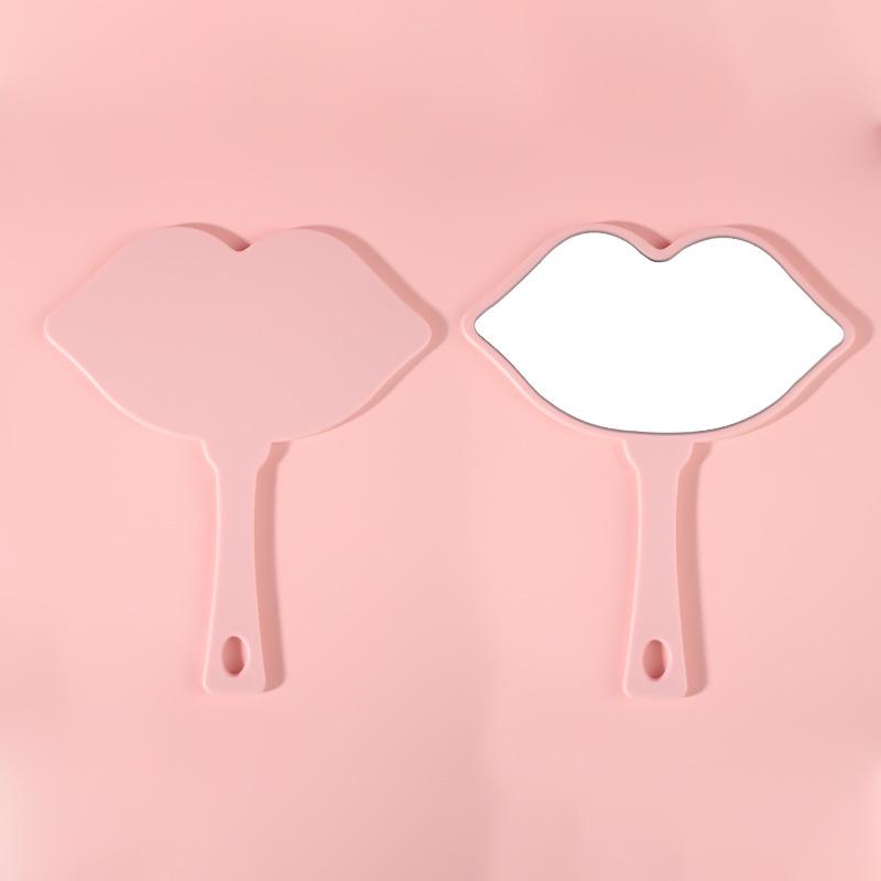 HD Lip Makeup Mirror with Plastic Handle, Vanity Mirror with DIY Option