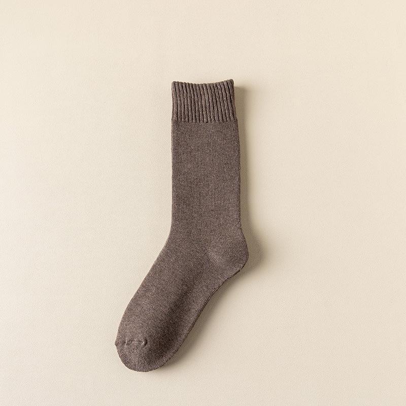 Female Autumn and Winter Thickened and Velvet Warm Wool Ring Sweat Absorption Tube Cotton Socks