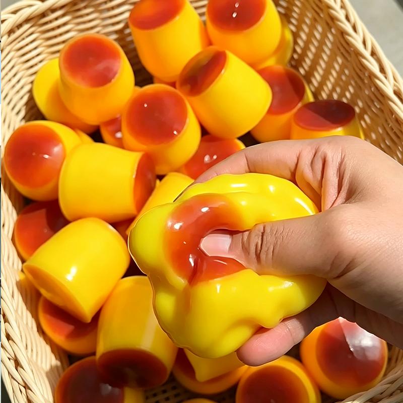 Crispy Caramel Pudding Extrusion Toy Asmr Sensory Decompression Manual Pressure Ball Anxiety Relief Gift Building Block Filling