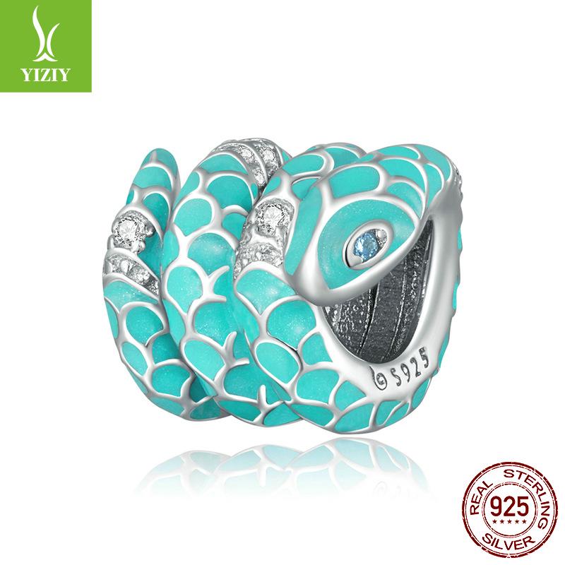 

Серебряный браслет из бусин «Синий Зиюнь» со змеей - Ретро Роскошные Анималистические Аксессуары BSC576 Silver