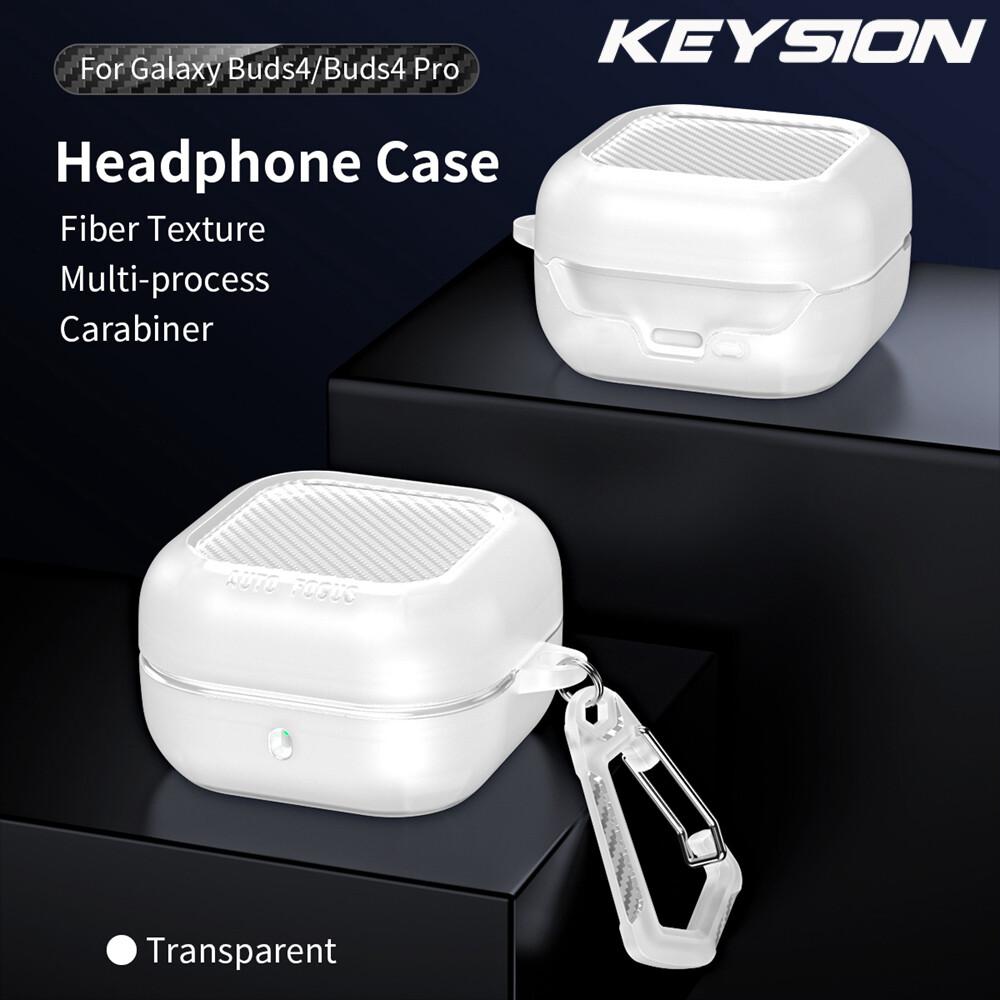 KEYSION Shockproof Case for Samsung Buds 4 Pro Carbon Fiber Texture TPU Silicone Bluetooth Earphone Cover for Galaxy Buds4 4 Pro