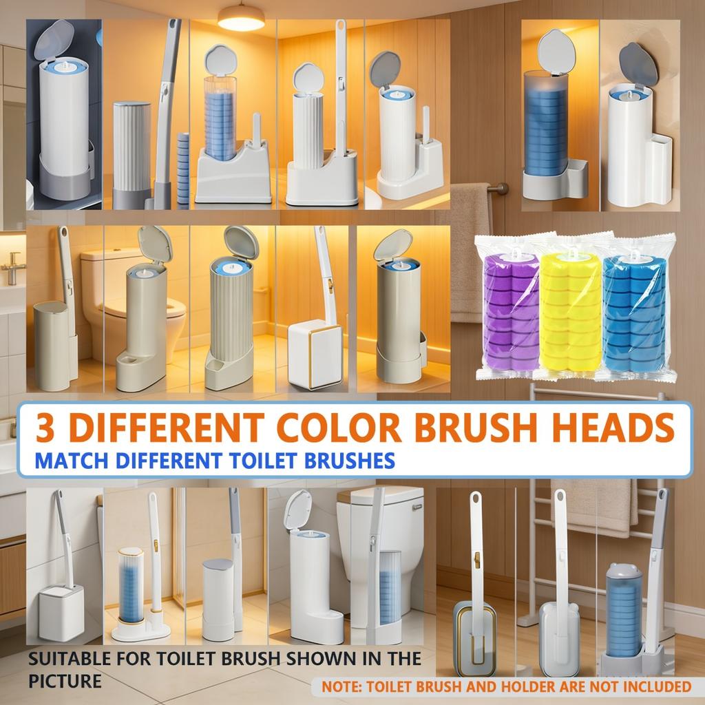 Disposable Toilet Brush for Household Use, No Dead Corners, Toilet Cleaning Brush, Wall Mounted Toilet, No Drilling Replacement Brush