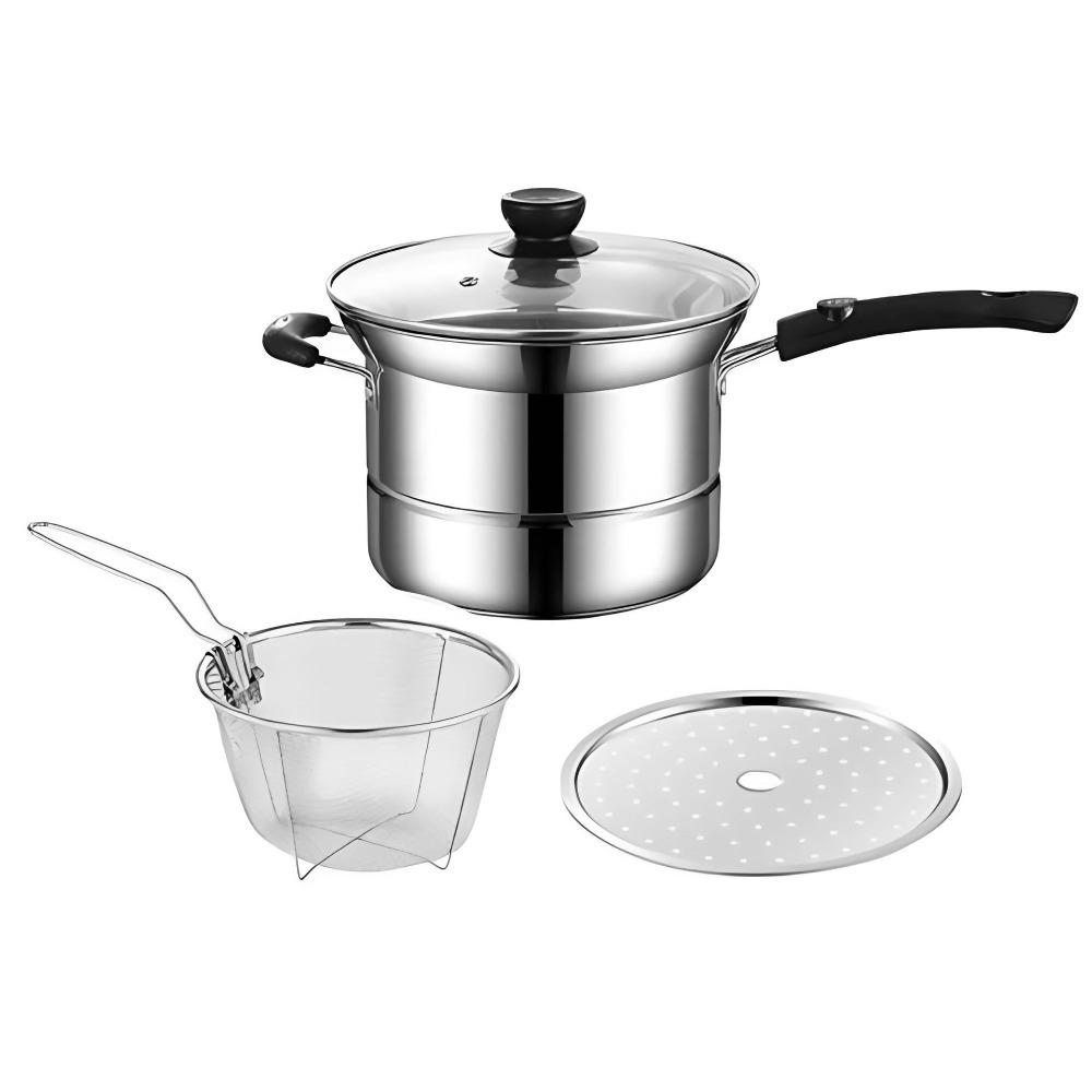 Visible Lid Deep Fryer Pot Stainless Steel Stockpot Multifunctional Pasta Pot  Tempura