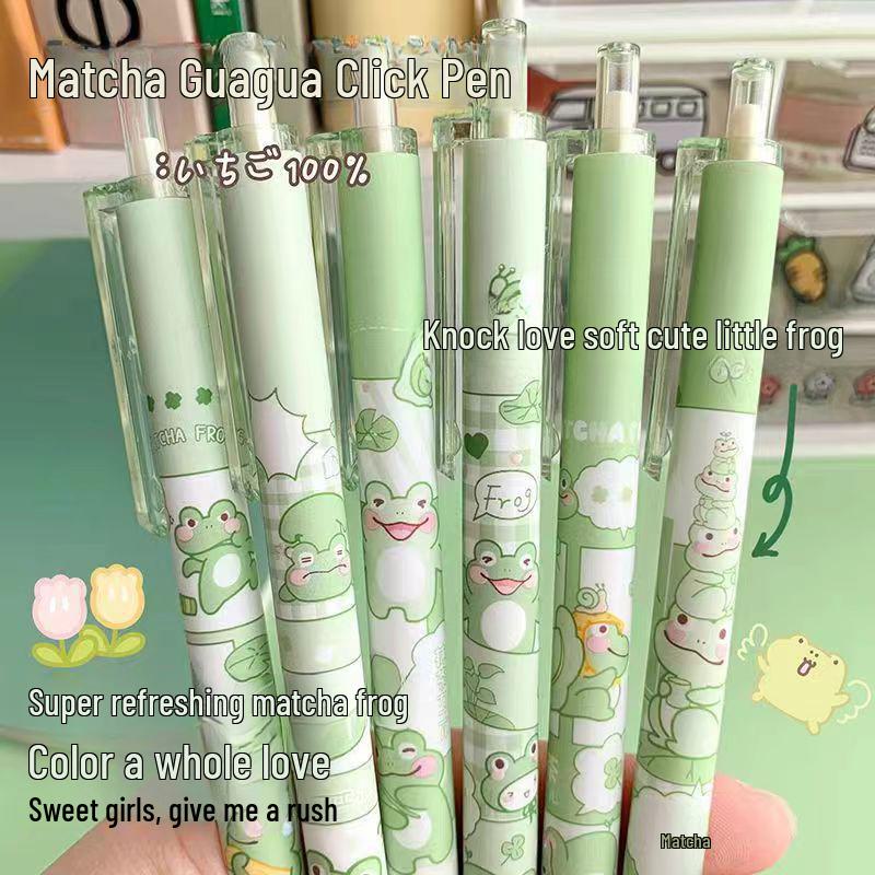

Лимитированная серия гелевых ручек Little Frog Matcha Quack толщиной 0,5 мм — черного цвета, быстросохнущая ручка-пресс. 0.5mm push-type pen