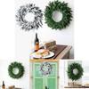 New Christmas Wreath Door Hanging 50/60cm Green Pe Mixed Leaf Snowflake Decor