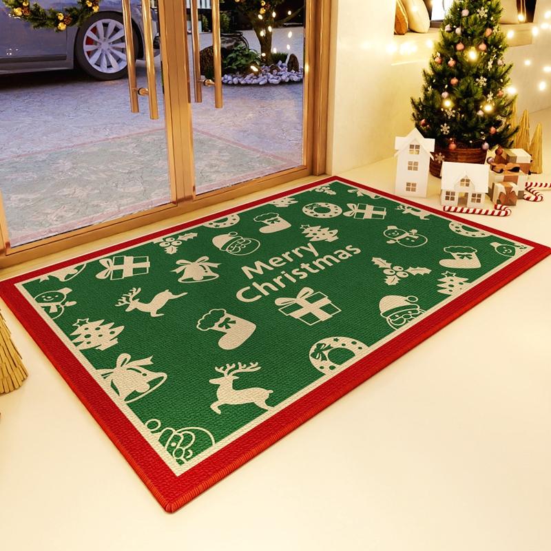 VIKAMA Christmas Durable Anti-Slip Floor Mat for Bedroom, Living Room, Entrance Door - Washable, Non-Greasy, Home Decoration