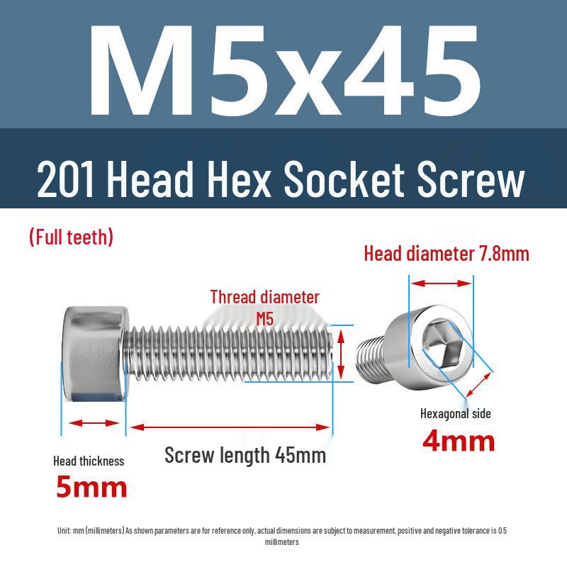 Yigu 201 Stainless Steel Cup Head Hexagon Screws and Bolts - M3, M4, M5, M6