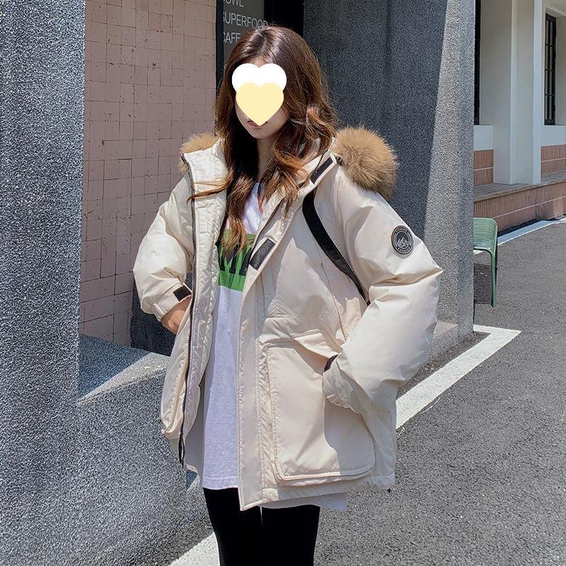 Women's 2025 Winter Thickened American Style Fur Collar Workwear Parka Jacket