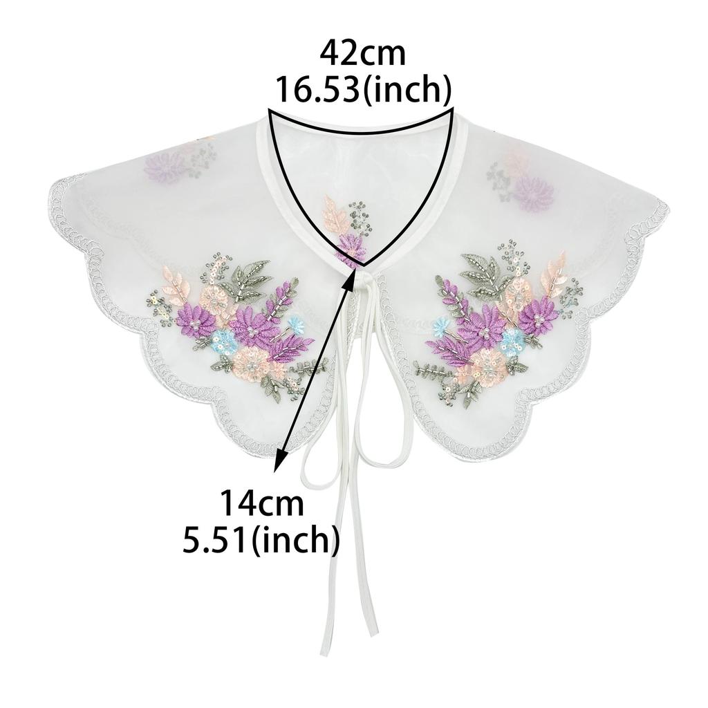 Women Embroidery Fake Collars Cape Scarf Female Blouse Tops Bead False Collar Shawl Neckwear Shirt Detachable Collars Fuax Cols