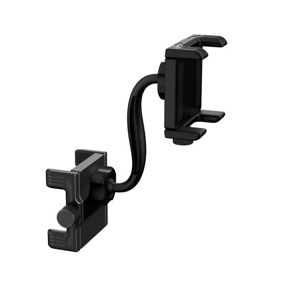 Car Rearview Mirror Phone Holder Telescopic Mobile Phone Stand Metal Mount for 4-7 Inch Cell Phones