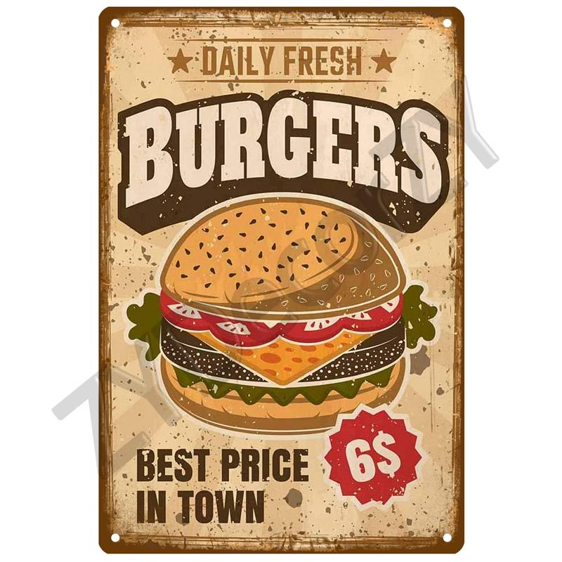 Pizza Retro Tin Sign Poster Vintage Wall Posters Metal Sign Decorative Wall Plate Kitchen Plaque Metal Vintage Decor Accessories