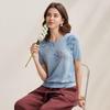 Zhaojun 2026 Women's Linen Jacquard Knit Short-Sleeve T-Shirt