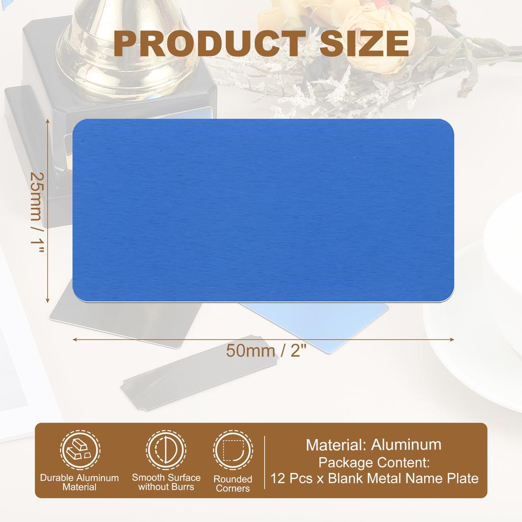 6/12Pcs Blank Engraved Metal Name Plates Laser Strong Adhesive Nameplate Anodized Aluminium Custom Blank Plates Bussness Cards