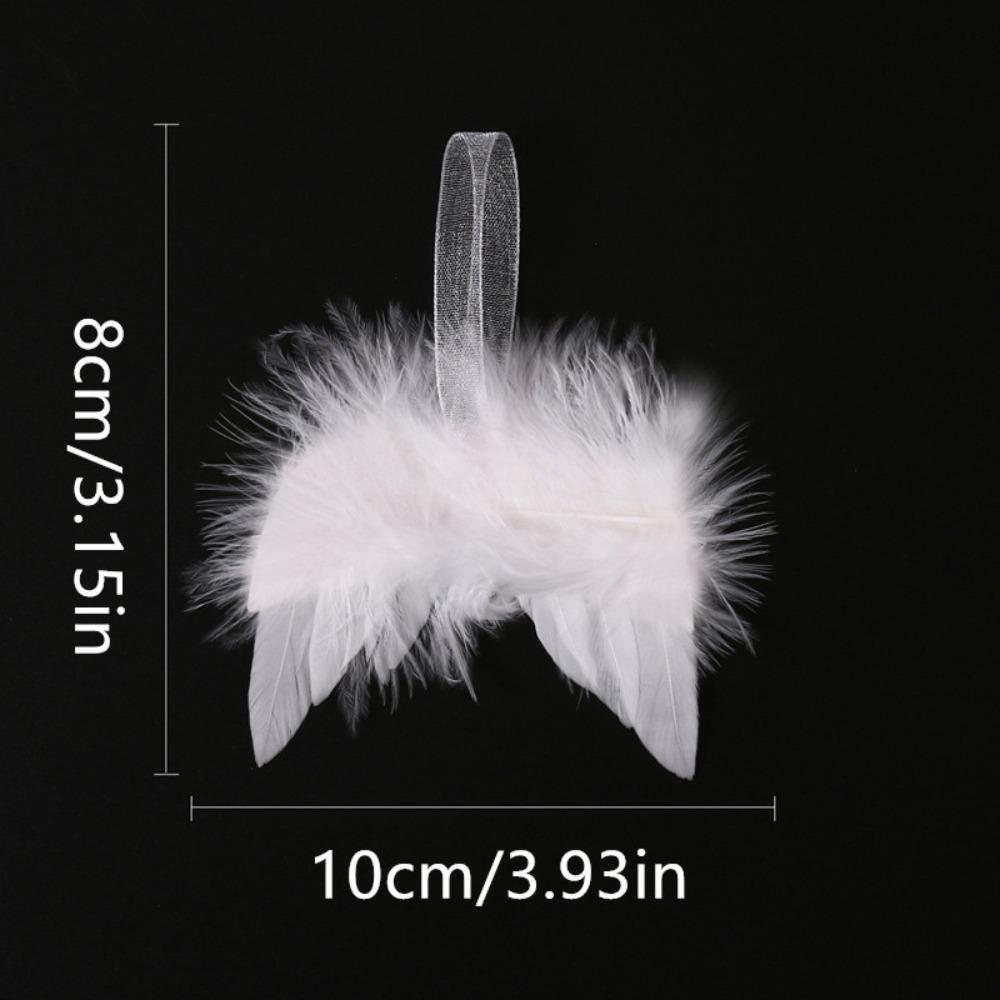 5Pcs White Feather Angel Wings Hanging Christmas Tree Ornaments Christmas Tree Decor