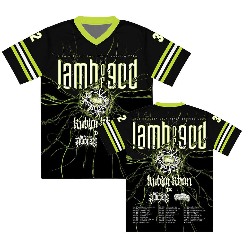 

LAMB OF GOD Тур Into Oblivion 2026 Футболка з коротким рукавом, V-подібний виріз, вільна, унісекс, важкий метал, рок-гурт, футболки з 3D-принтом, парні образи, смішні футболки XXXXXL