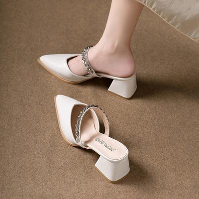 Large Size Patent Leather Beautiful Fashion High Sense Bag Head Slippers Women Wear Summer New with Skirt Pointed Slippers
