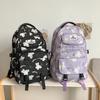 Trendy Black And Pink Casual Backpack For School Travel With Bear Print Design