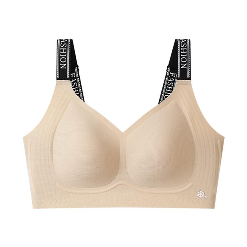 

Бесшовное нижнее белье Женский тонкий бюстгальтер с защитой от провисания Бюстгальтер для подтяжки и сбора груди Спортивный удобный бюстгальтер Пуш-ап 3XL хаки