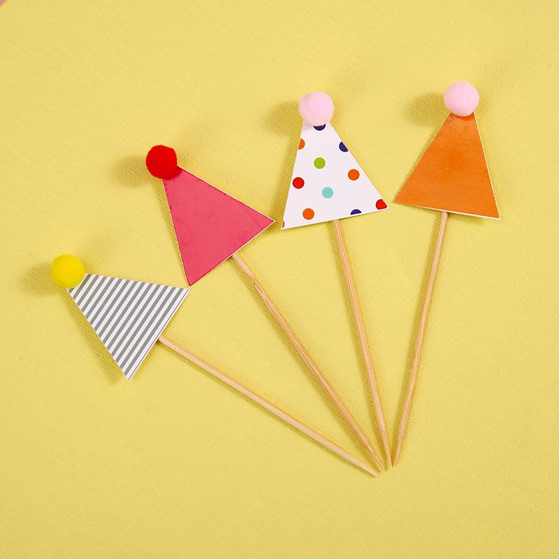 Mini Birthday Hat & Banner Cake Decorations - Internet Celebrity Style Baking Accessories