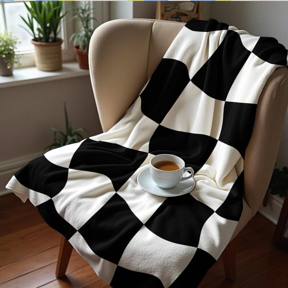 Wavy Checker Marine Tiny Fish Anime Cartoon Flannel Blanket Soft Warm Throw for Bedroom Sofa Car Kids Holiday Gift