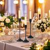 Nordic Black Round Base Candle Holder Set Minimalist Desktop Decoration Room Wedding Party Bar Centerpiece Candlestick No Candle
