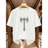 Plus Size Men's T-Shirt Cotton Viking Battle Axe Print Crew Neck Short Sleeve T-Shirt Comfortable Casual Short-Sleeved T-Shirt for Summer