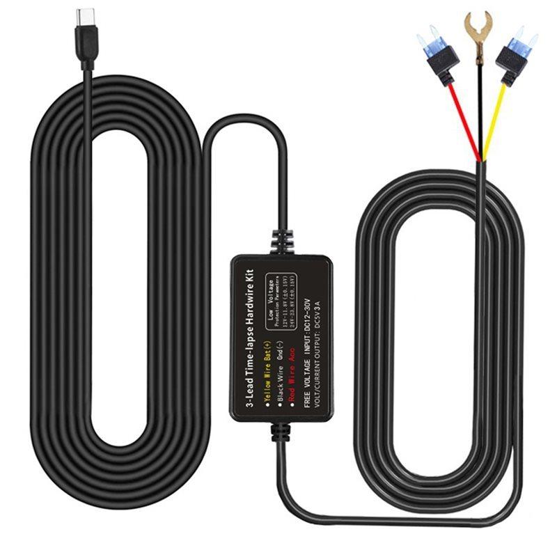 For AZDOME 4K For Car DVR 24H Parking Monitor Hardwire Kit- M300S M550pro M580 Models Low Voltage Vol Protection Type-C Port