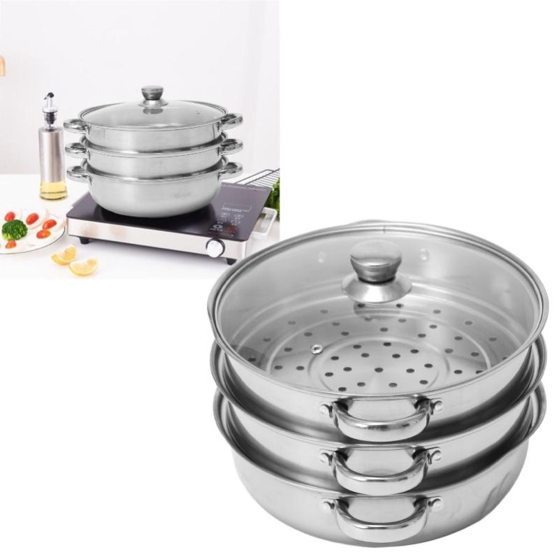 Soup Steam Pot Thickened Stainless Steel Multifunctional Large Capacity Double Ear Stock Steam Pot For Home Use