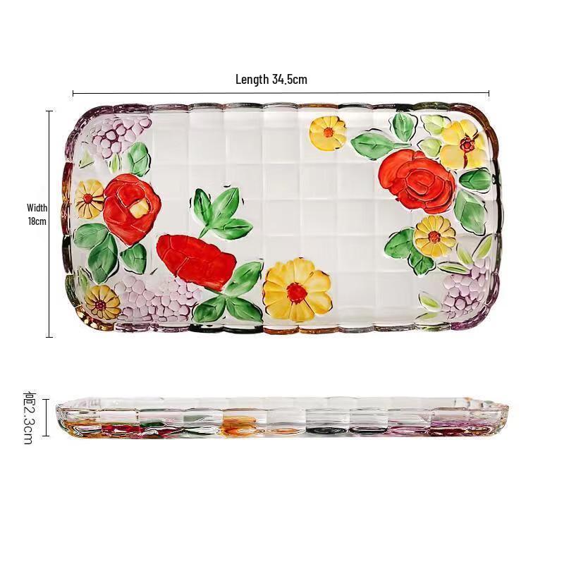 Fulevenz Hand-Painted Crystal Glass Serving Tray