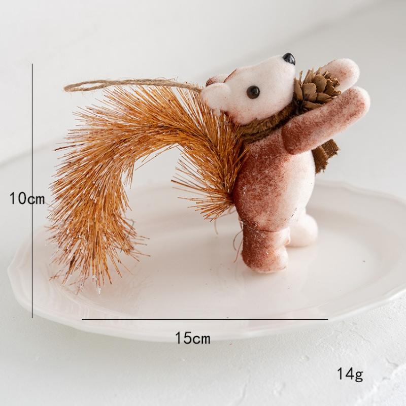 Foam Squirrel Figurine Christmas Tree Simulated Squirrel Pendant Decor White Brown Squirrel for Kid Cute Hanging Xmas Gift Decor