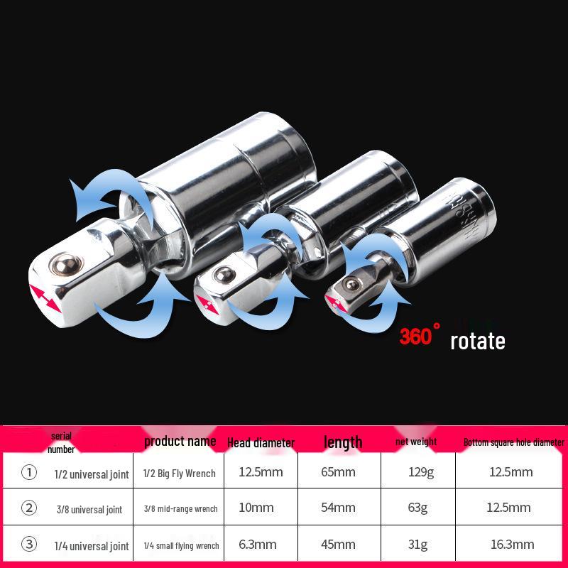 Universal 360° Rotating Joint Sleeve - Swivel Conversion for 1/4, 3/8, 1/2