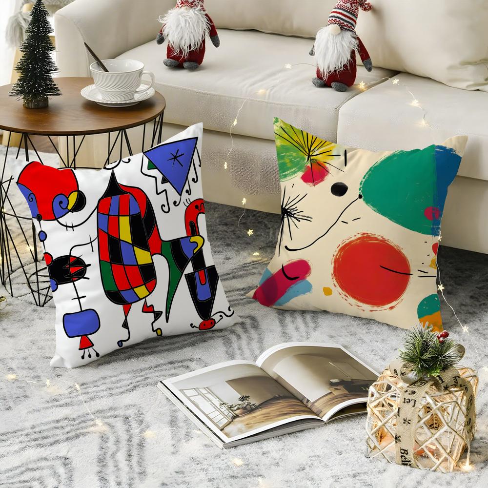 J-Joan M-Miros Art Cushion Cover Breathable Linen Pillow Cover Skin-Friendly Home Decor Pillowcase With Hidden Zipper