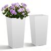 Tall Planters Set of 2, 550 Mm Large Outdoor Taper Planters for Outdoor Indoor Plants, Front Porch Plastic Modern Flower Pots with Casters