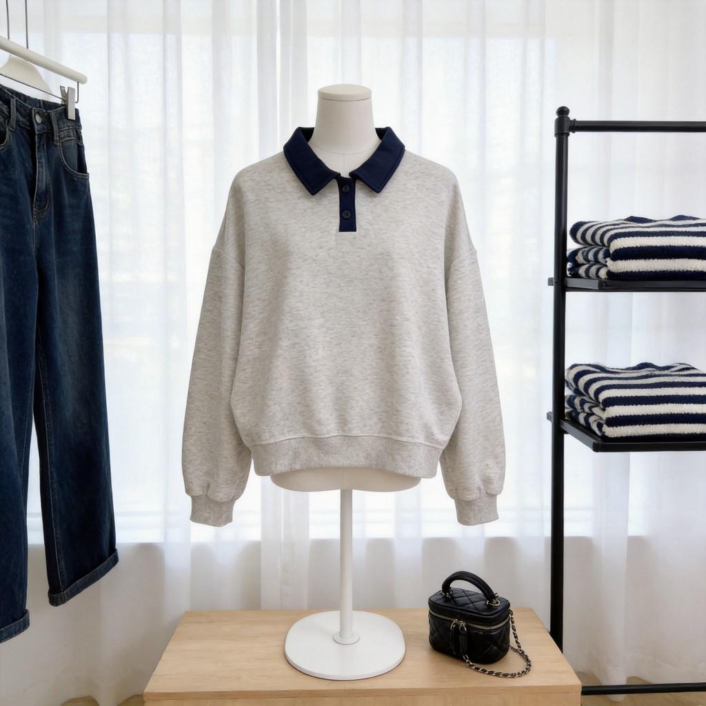 Vintage Polo Collar Womens Hoodie With Splicing Design For Spring Casual Wear