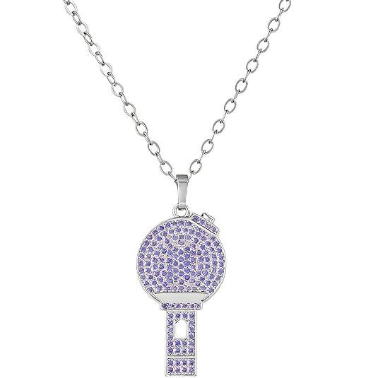 BTS Light Stick Necklace Purple Full Rhinestone Army Bomb Pendant Silver Chain K-Pop Idol Fan Merchandise Jewelry Gift for Women and Girls Trend