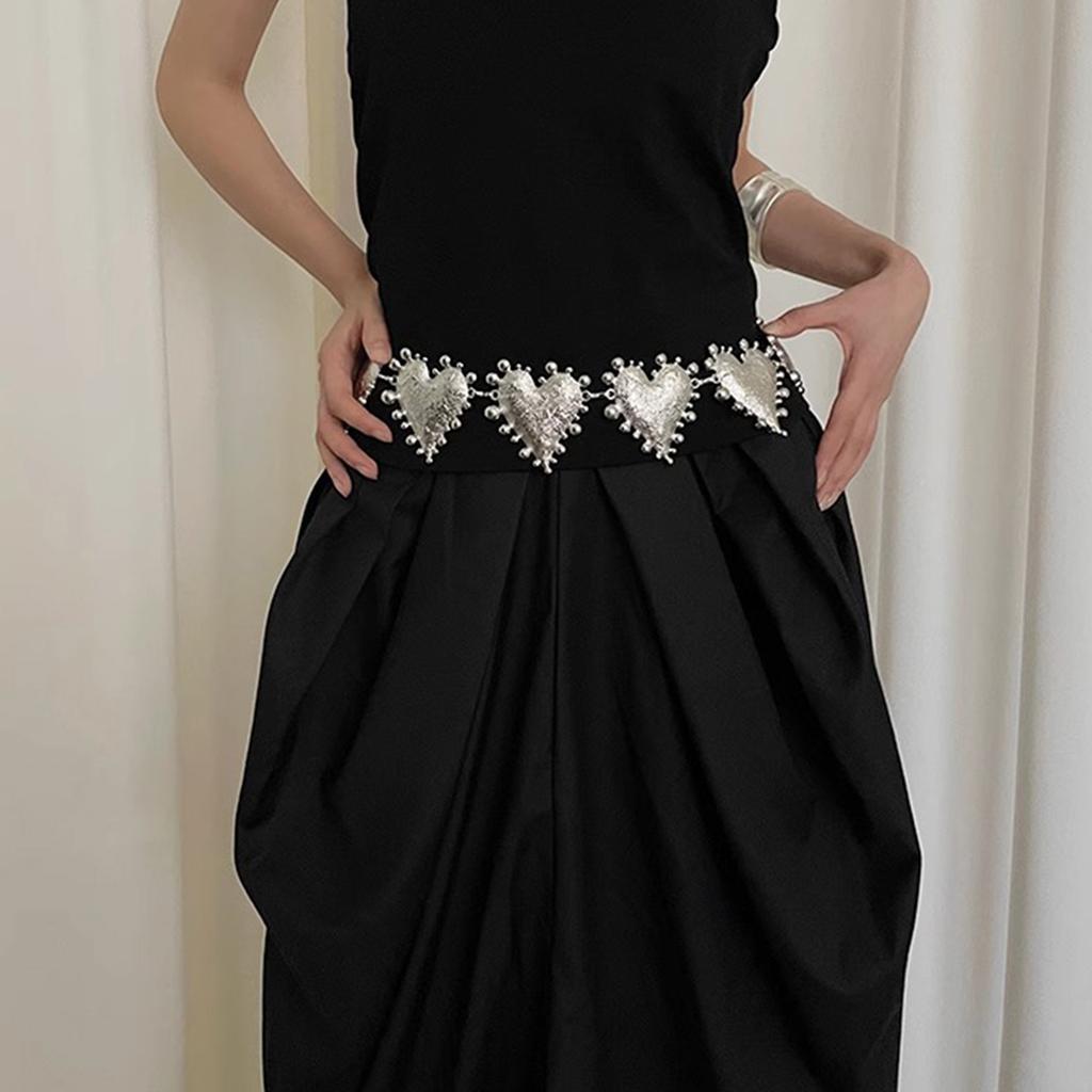 Gothic Waist Belt Stylish Seashell Heart Waist Chain Belt Elaborate Chain Belly Chain for Dress Cowboy Belt Waist Chain