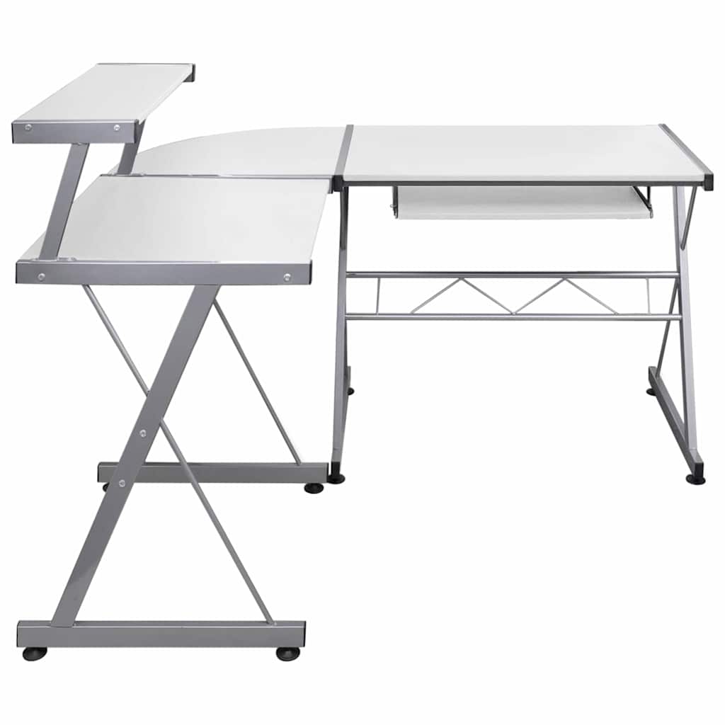 L shaped computer desk white 132 x 112 x 99 cm engineered wood