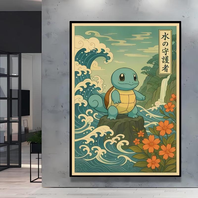 Leinwand Kunstwerk Malerei Pokemon Schiggy Poster Cartoon Bild Klassisch Haus Schlafzimmer Dekoration Gemälde Kindergeschenk