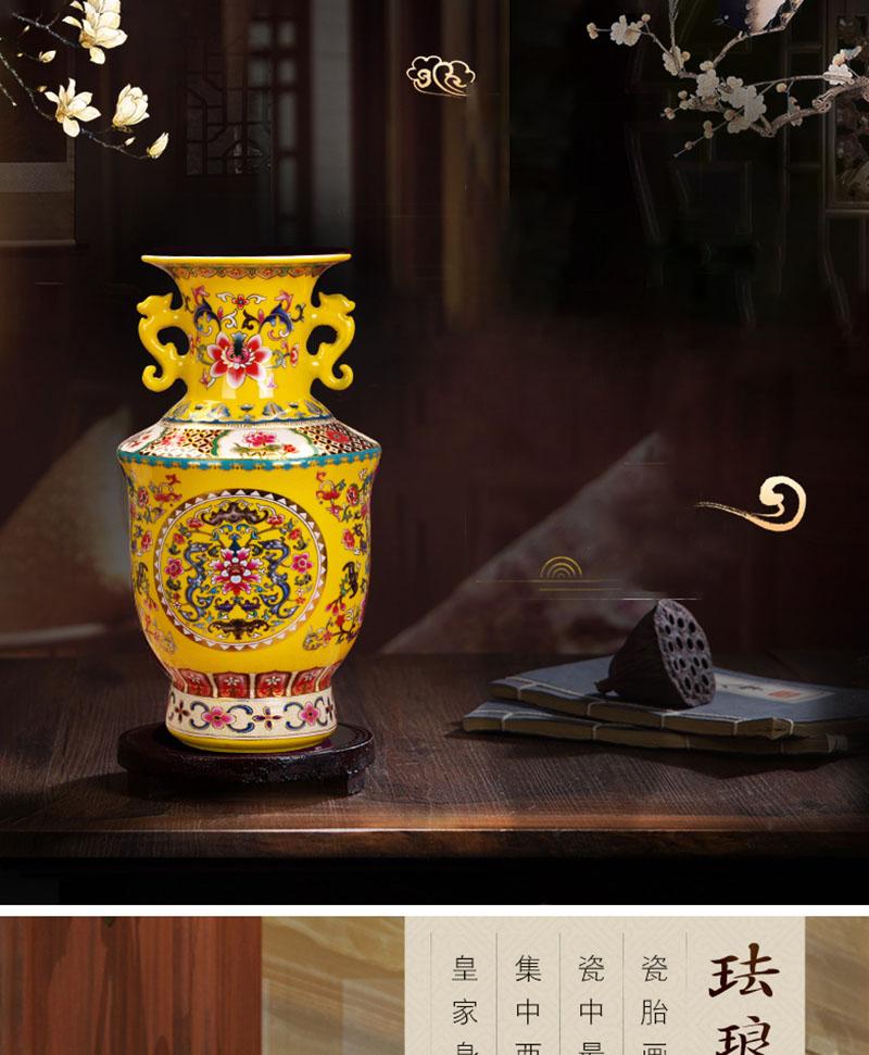 Jingdezhen Enamel Classical Ceramic Double Ear Vase Decoration Items Home Livingroom Accessories Office Desk Porcelain Ornaments