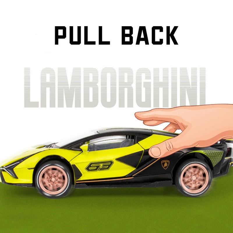 1:32 Scale Lambo Sian Alloy Car Model, with Light & Sound Effect Diecast Car Toys for Boy Birthday Gift Kids Toys Car Collection