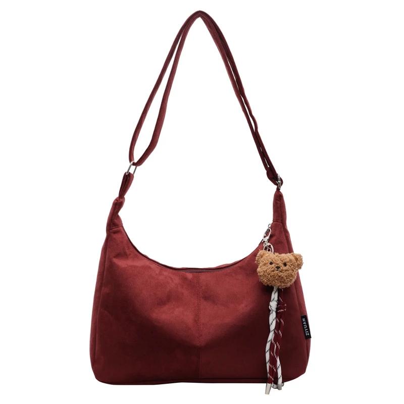 

Velvet High Capacity Solid Color Shoulder Bag Sweet Fashion Stitching Crossbody Bags For Women Premium